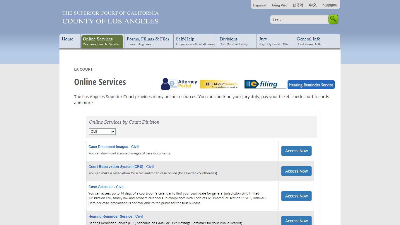 Online Services - LA Court - Los Angeles County Superior Court